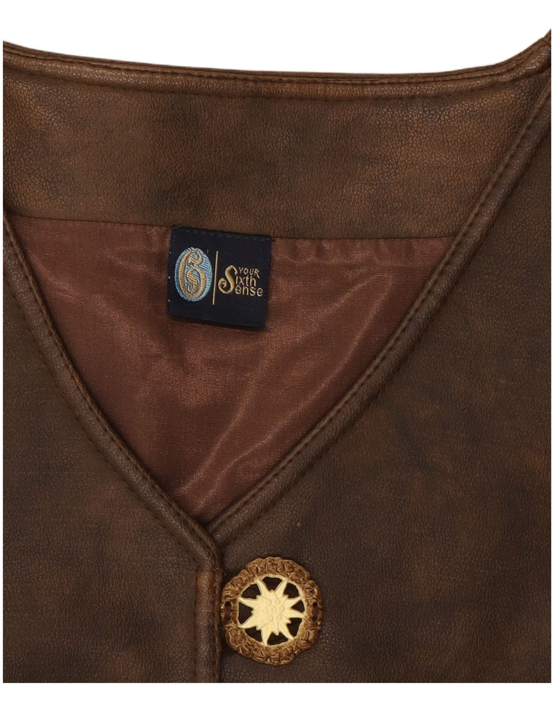 YOUR SIXTH SENSE Chaleco de cuero para mujer ES 40 XL Marrón