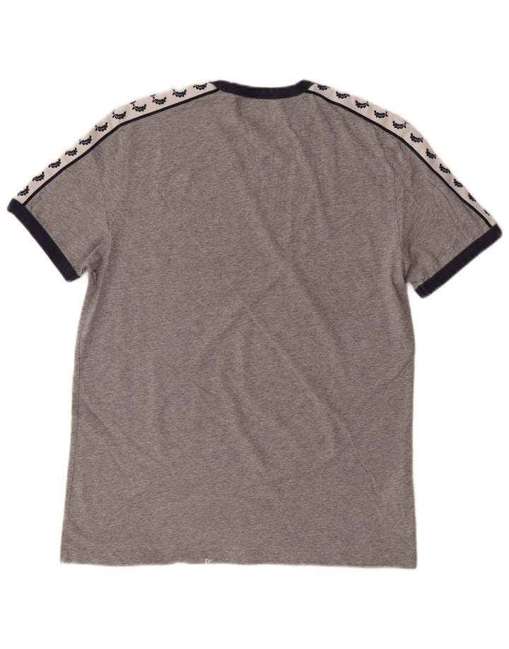 FRED PERRY Camiseta gráfica para hombre Top de algodón color block gris medio