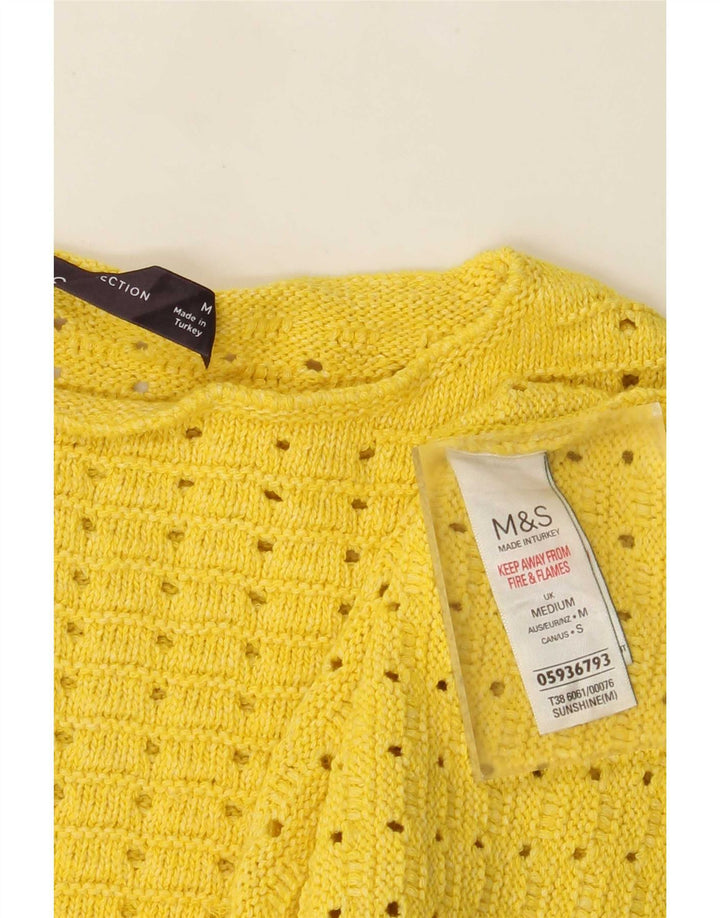 Marks & Spencer - Jersey corto con cuello barco para mujer, talla 40, color amarillo mediano