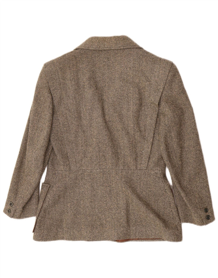 Vintage mujer Blazer chaqueta Reino Unido 12 medio verde herringbone clásico
