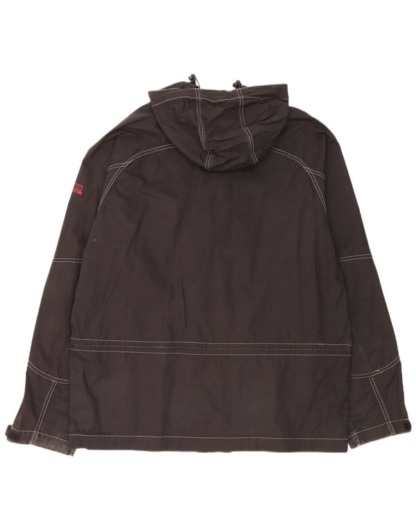 Tommy Hilfiger Mens Hooded Rain Jacket UK 42 XL Black Cotton