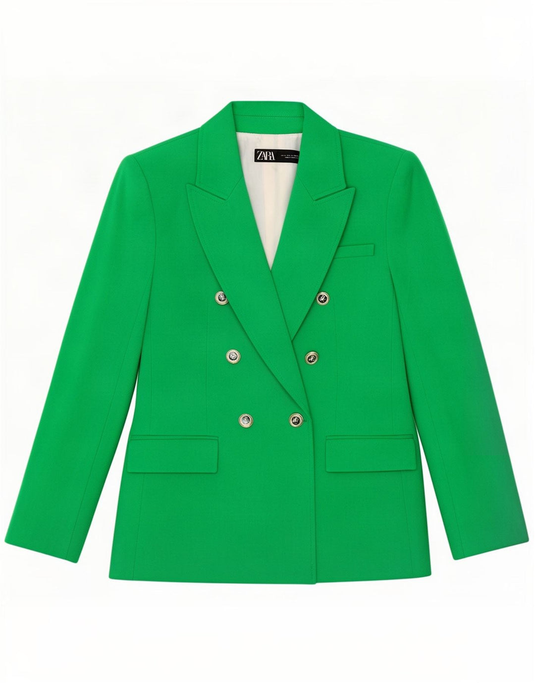 Zara Mujer Chaqueta Blazer De Doble Botonadura UK 10 Small Poliéster Verde
