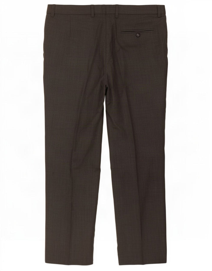 Marks & Spencer Pantalón de traje con pinzas para hombre W36 L31 Poliéster gris