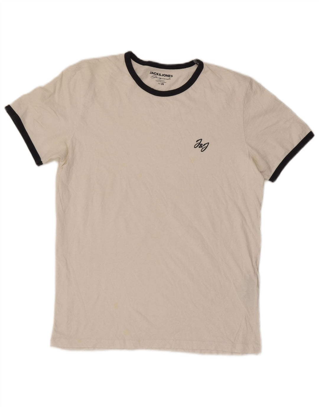 Jack & Jones Hombre Camiseta Top Medium Blanco Rayas Algodón