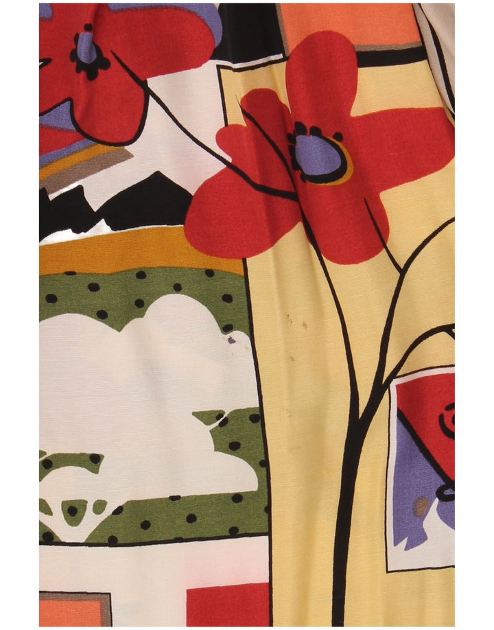 Vintage mujer oversize camisa gráfica blusa Reino Unido 16 grande multicolor