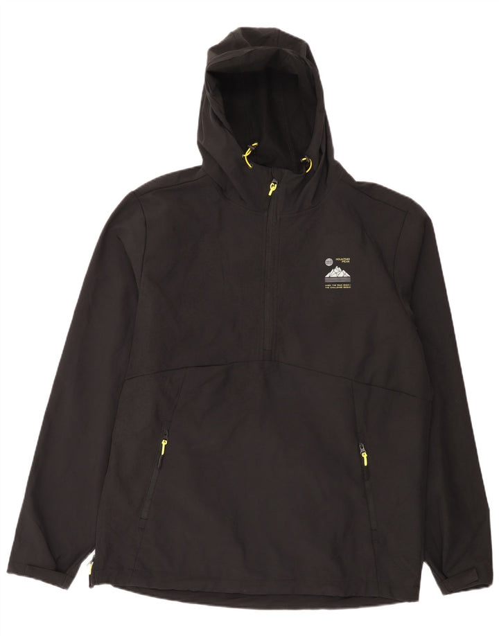 Crivit Chaqueta impermeable con capucha para hombre UK 38/40 Mediano Negro Poliéster