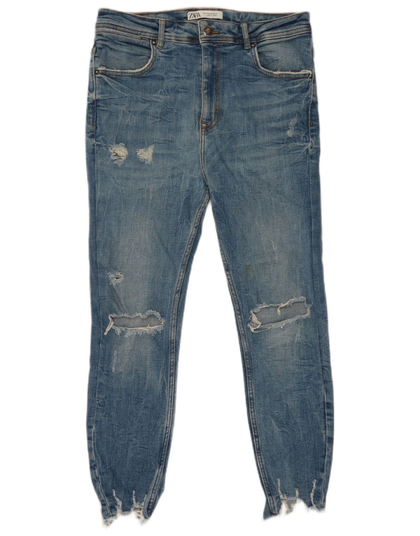Zara Jeans ajustados desgastados para hombre EU 42 Large W32 L25 Algodón azul