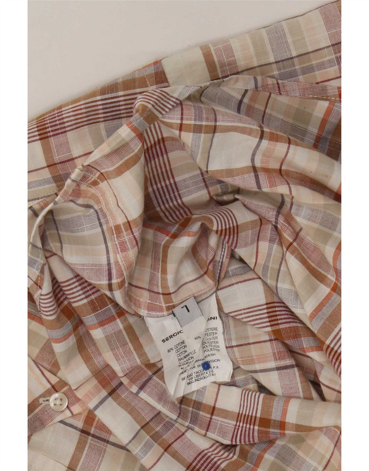 Sergio Tacchini Camisa De Manga Corta Hombre Algodón Cuadros Beige Grande