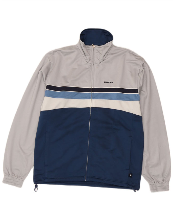 Diadora Chaqueta de chándal para hombre ES 38 Medium Blanco Colorblock Poliéster