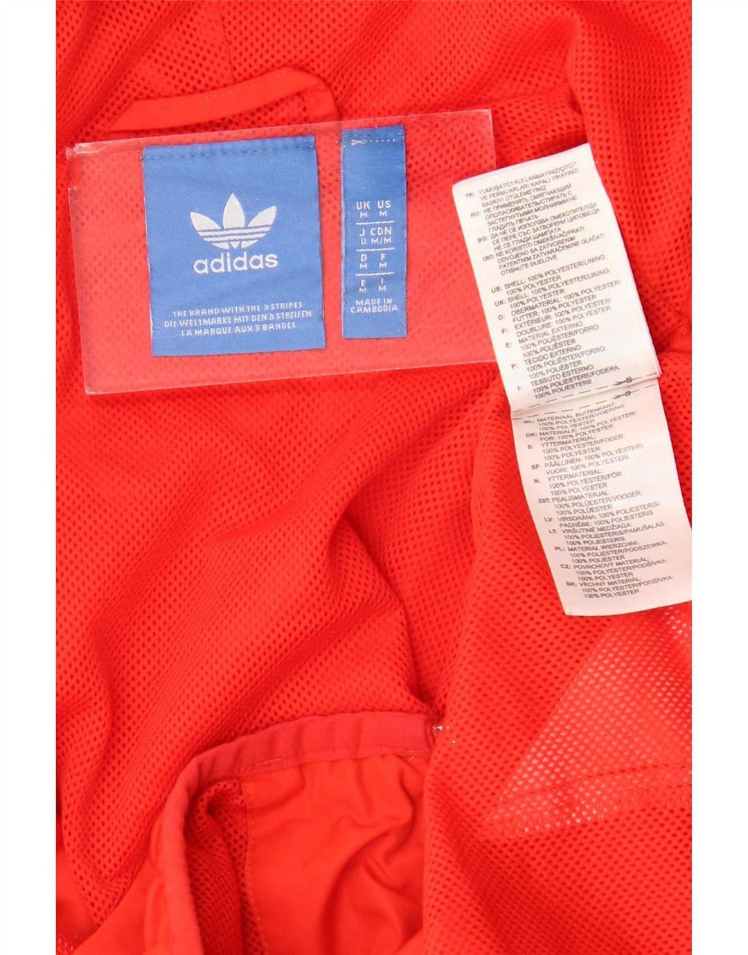 Adidas - Chaqueta de chándal con capucha para hombre, color rojo medio, poliéster color block