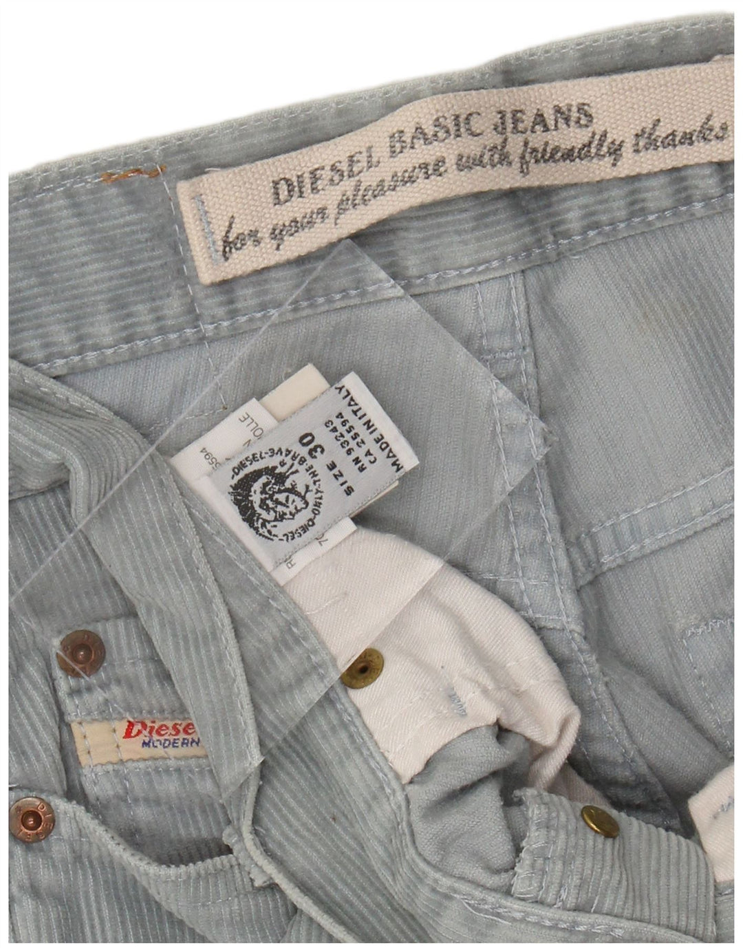 DIESEL Pantalón Recto De Pana W30 L31 Algodón Azul Hombre