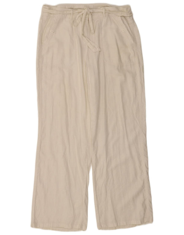 Marks & Spencer Pantalones holgados para mujer UK 46 Large W34 L30 White Linen