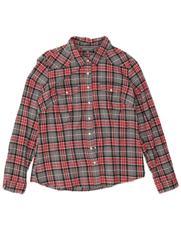 Laura Ashley Camisa de franela para mujer Reino Unido 44 Algodón a cuadros gris grande