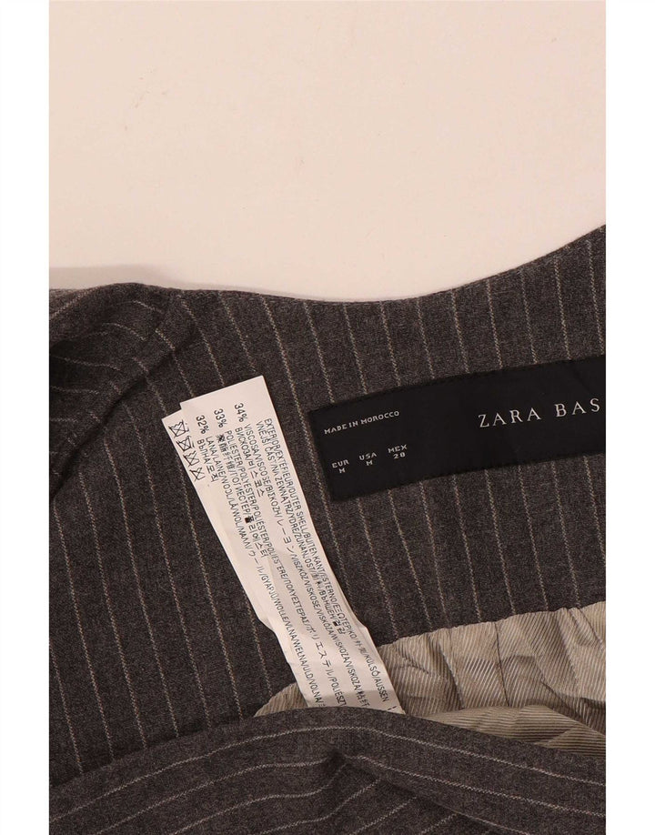 Zara Chaqueta Blazer Larga Sin Mangas para Mujer UK 42 Gris Medio Rayas Pintadas