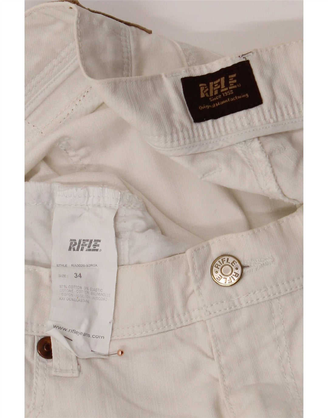 Vaqueros rectos para hombre Rifle W34 L32 Algodón blanco
