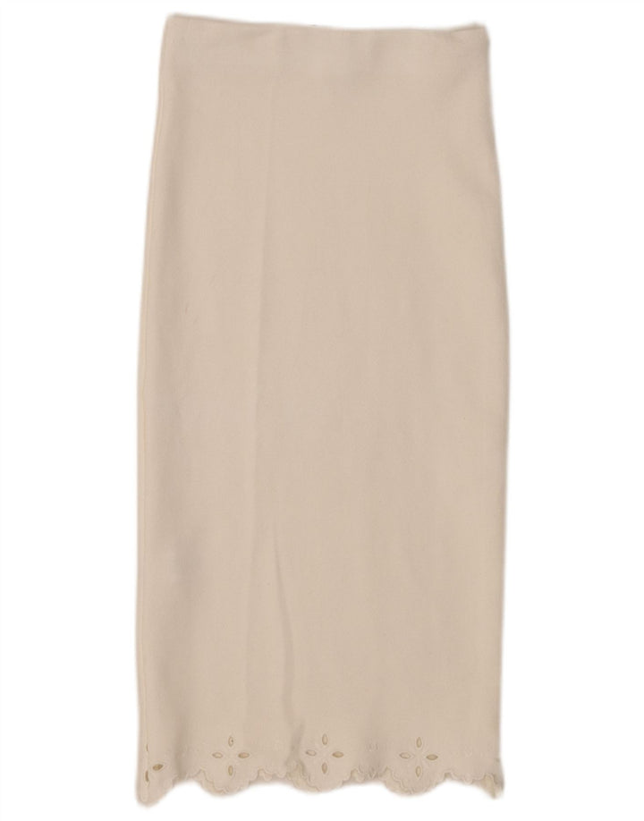 Zara Mujer Falda Recta Small W26 Viscosa Blanca