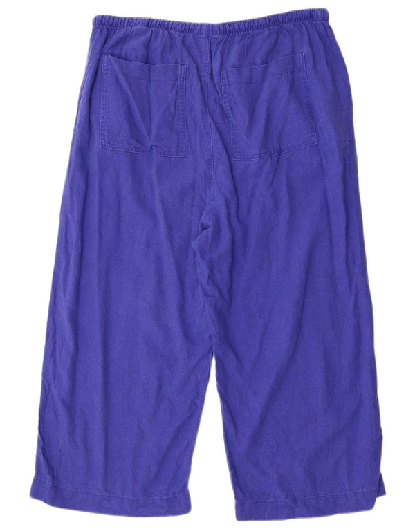 Marks & Spencer Pantalones Capri de Pierna Ancha para Mujer UK 18 XL W38 L22 Lino Azul