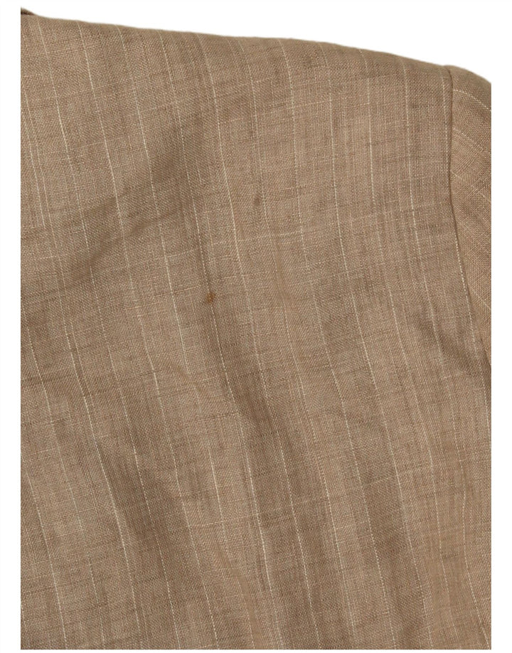 Zara Mujer Chaqueta Blazer De 1 Botón UK 40 XL Poliéster A Rayas Beige