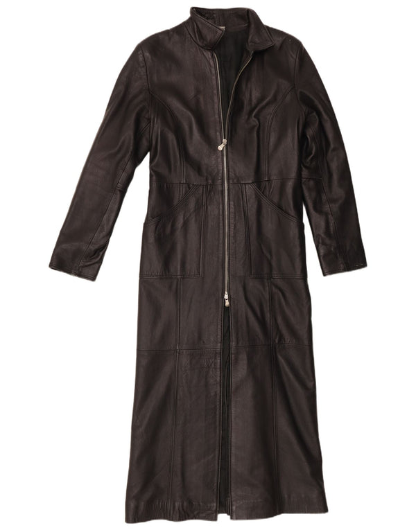 Wake Abrigo de cuero para mujer Reino Unido 12 Cuero negro mediano