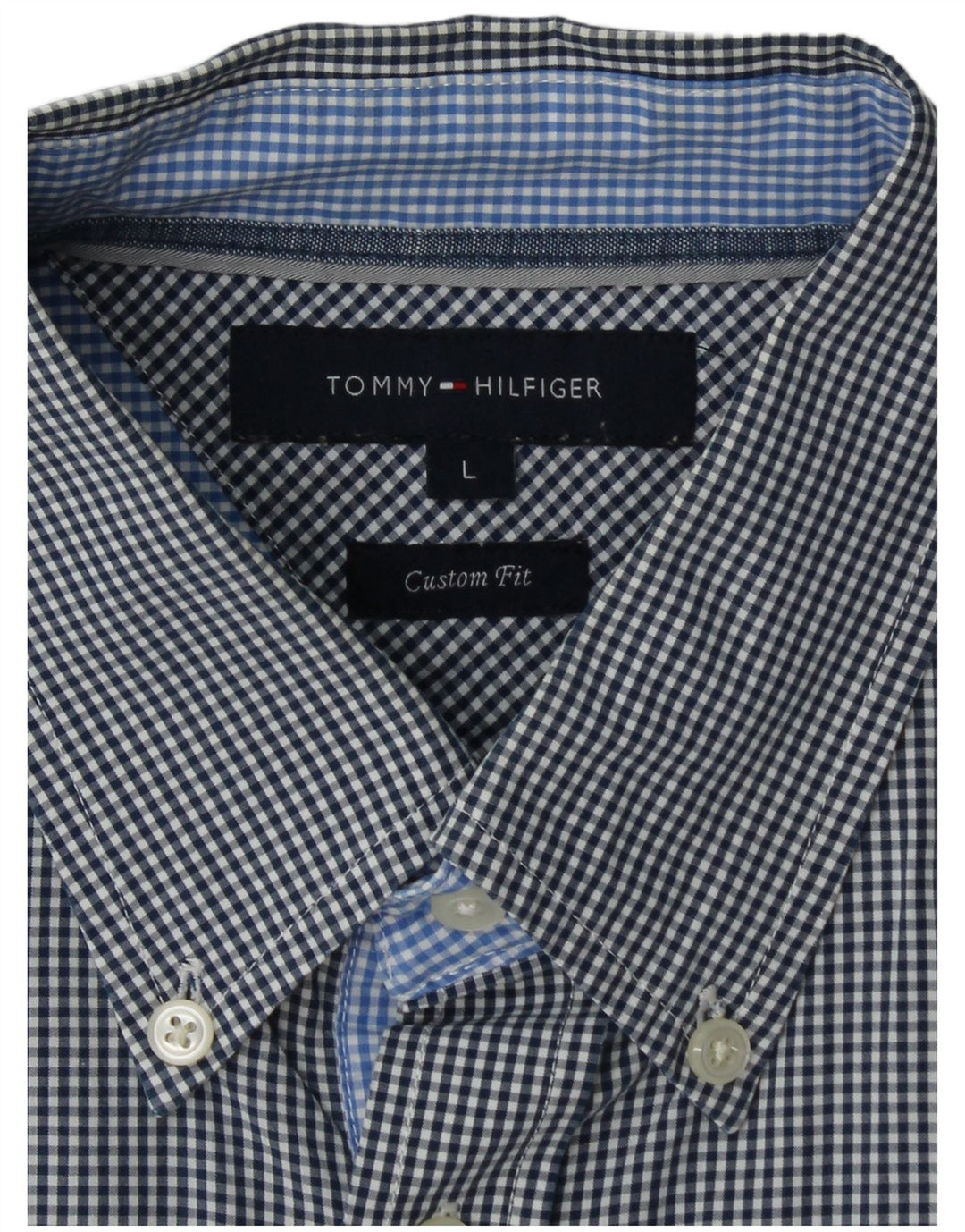 Tommy Hilfiger Camisa de ajuste personalizado para hombre, tamaño grande, cuadros azul marino