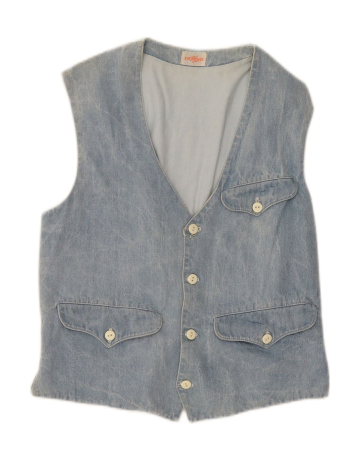 VINTAGE Womens Denim Waistcoat US 5 Medium Blue Cotton Vintage Vintage and Second-Hand Vintage from Messina Hembry 