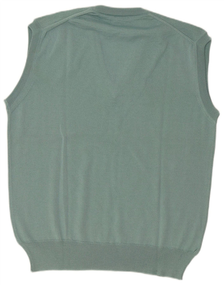 Vintage hombres chaleco tanque top grande lana azul