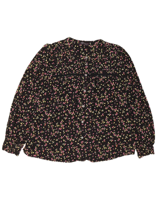 Marks & Spencer Blusa para mujer UK 44 Grande Viscosa floral negra