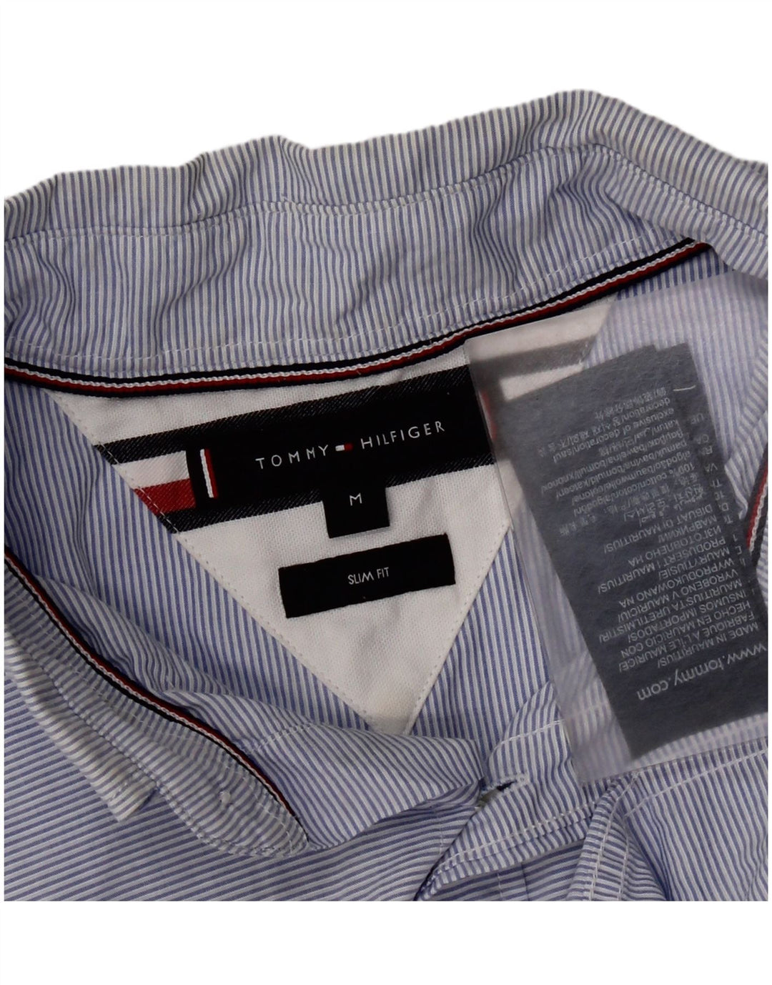 Tommy Hilfiger Camisa Slim Fit De Algodón A Rayas Azul Medio