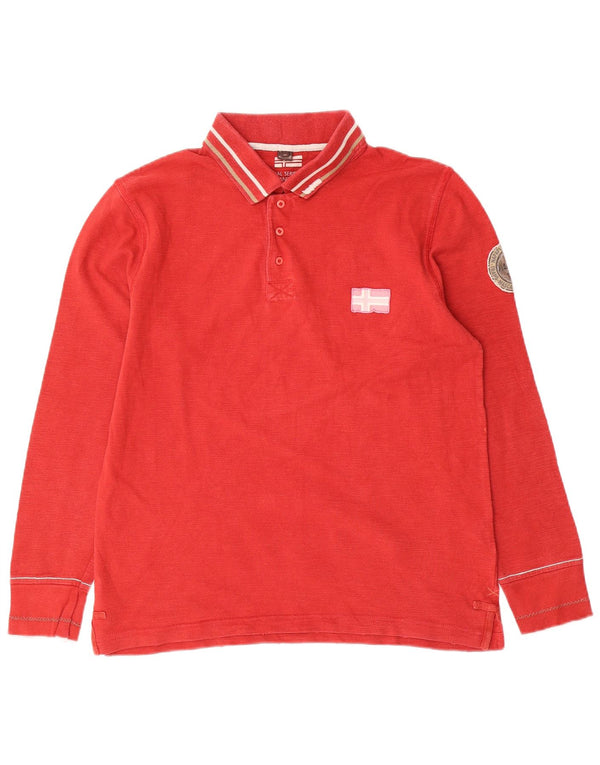 Napapijri Polo De Manga Larga Con Gráfico Para Hombre De Algodón Rojo Medio