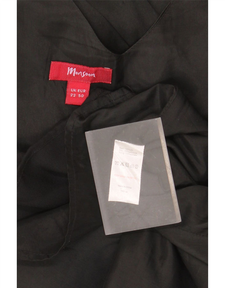 MONSOON Vestido escalonado sin mangas para mujer UK 22 3XL Seda negra