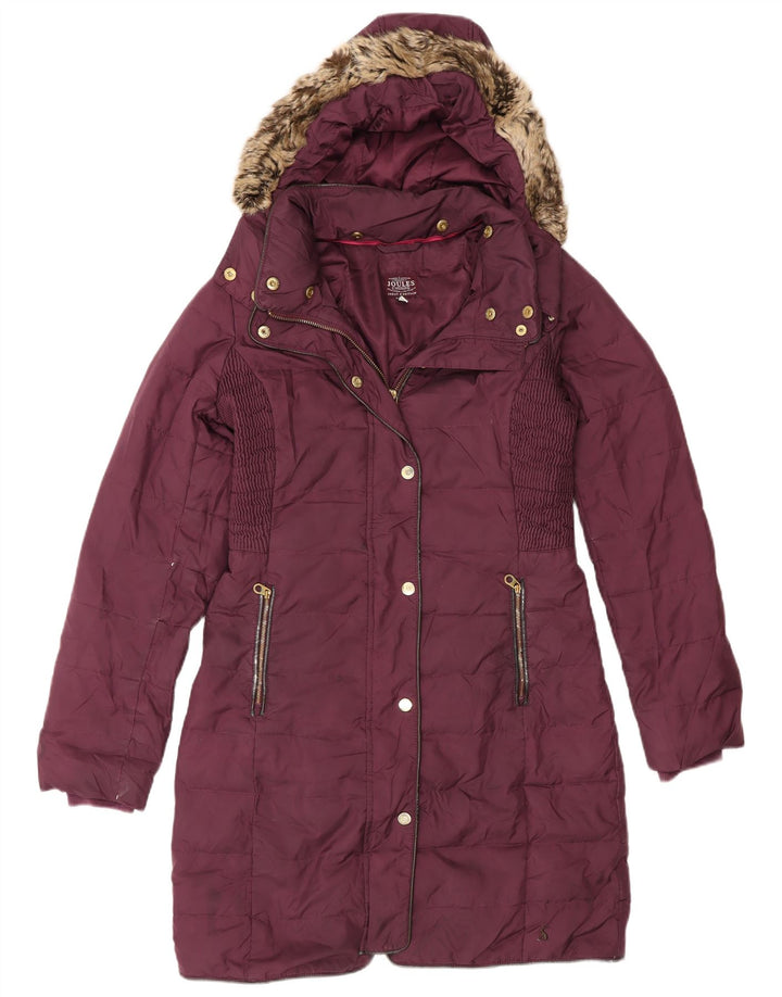 Joules Abrigo acolchado con capucha para mujer UK 8 Small Poliéster burdeos