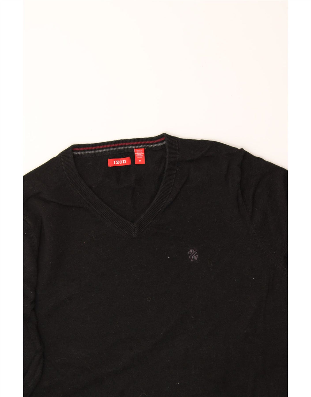IZOD Mens V-Neck Jumper Sweater Medium Black Cotton Vintage Izod and Second-Hand Izod from Messina Hembry 