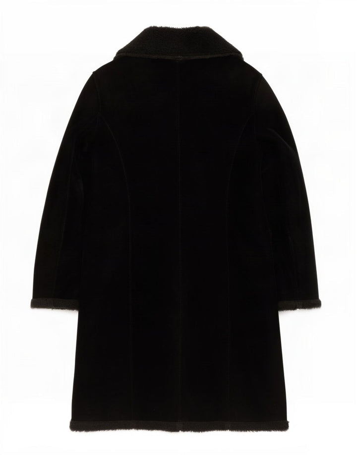 Sisley Abrigo Sherpa para Mujer UK 10 Small Poliéster Negro
