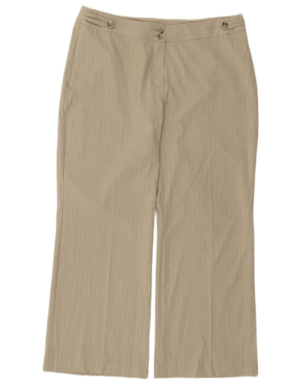 Marks & Spencer Pantalones Casuales para Mujer UK 40 Large W34 L28 Beige Pinstripe