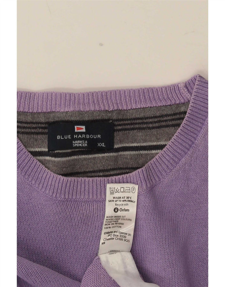 Marks & Spencer - Jersey de cuello redondo para hombre, color azul, 2XL, color morado