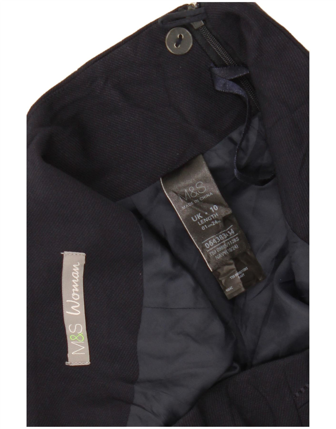 MARKS & SPENCER Falda recta para mujer UK 10 Small W30 Poliéster azul marino