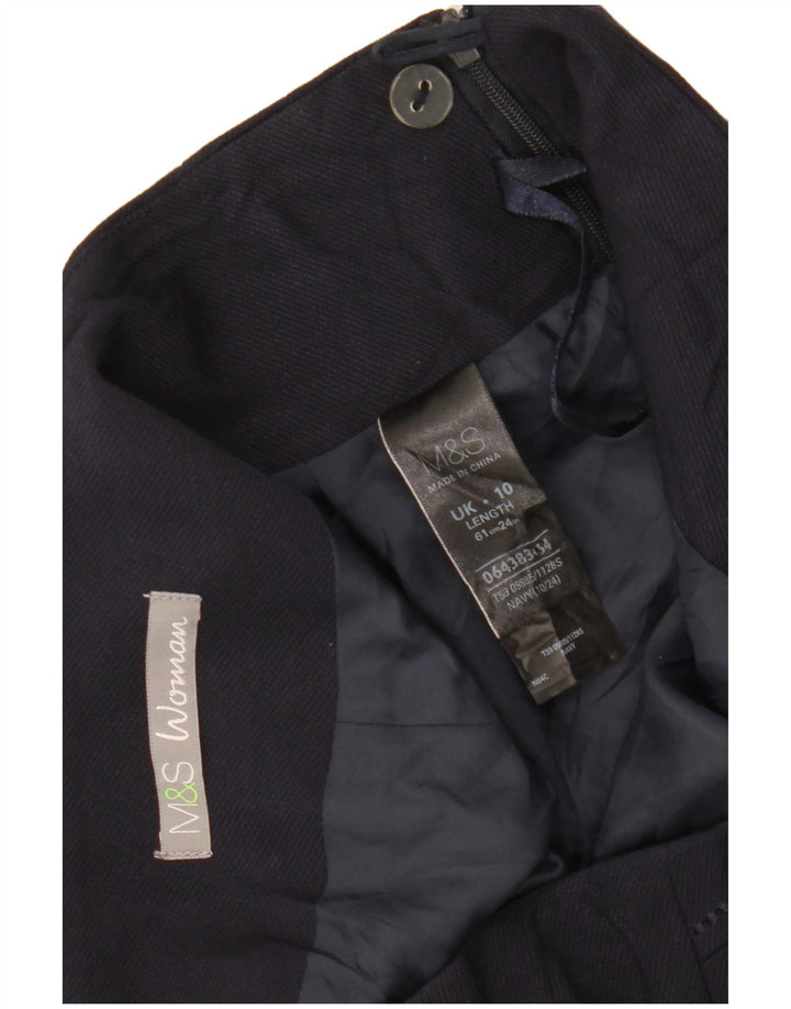 MARKS & SPENCER Falda recta para mujer UK 10 Small W30 Poliéster azul marino