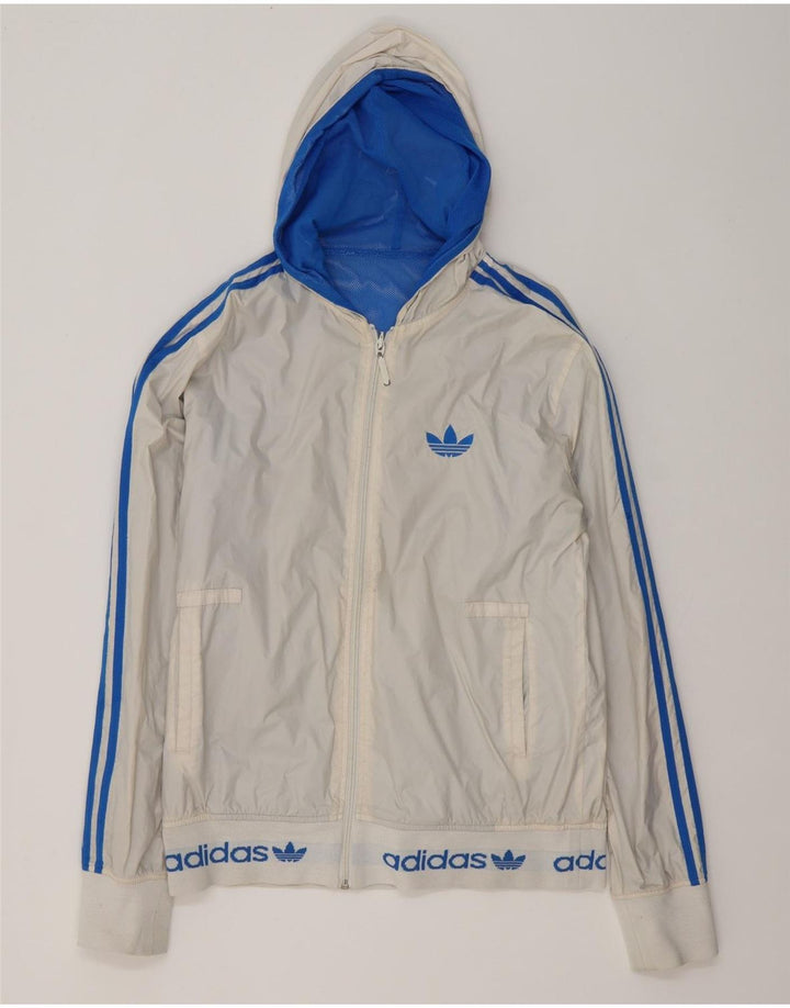 Adidas Chaqueta reversible con capucha gráfica para hombre UK 38 Medium White Colourblock