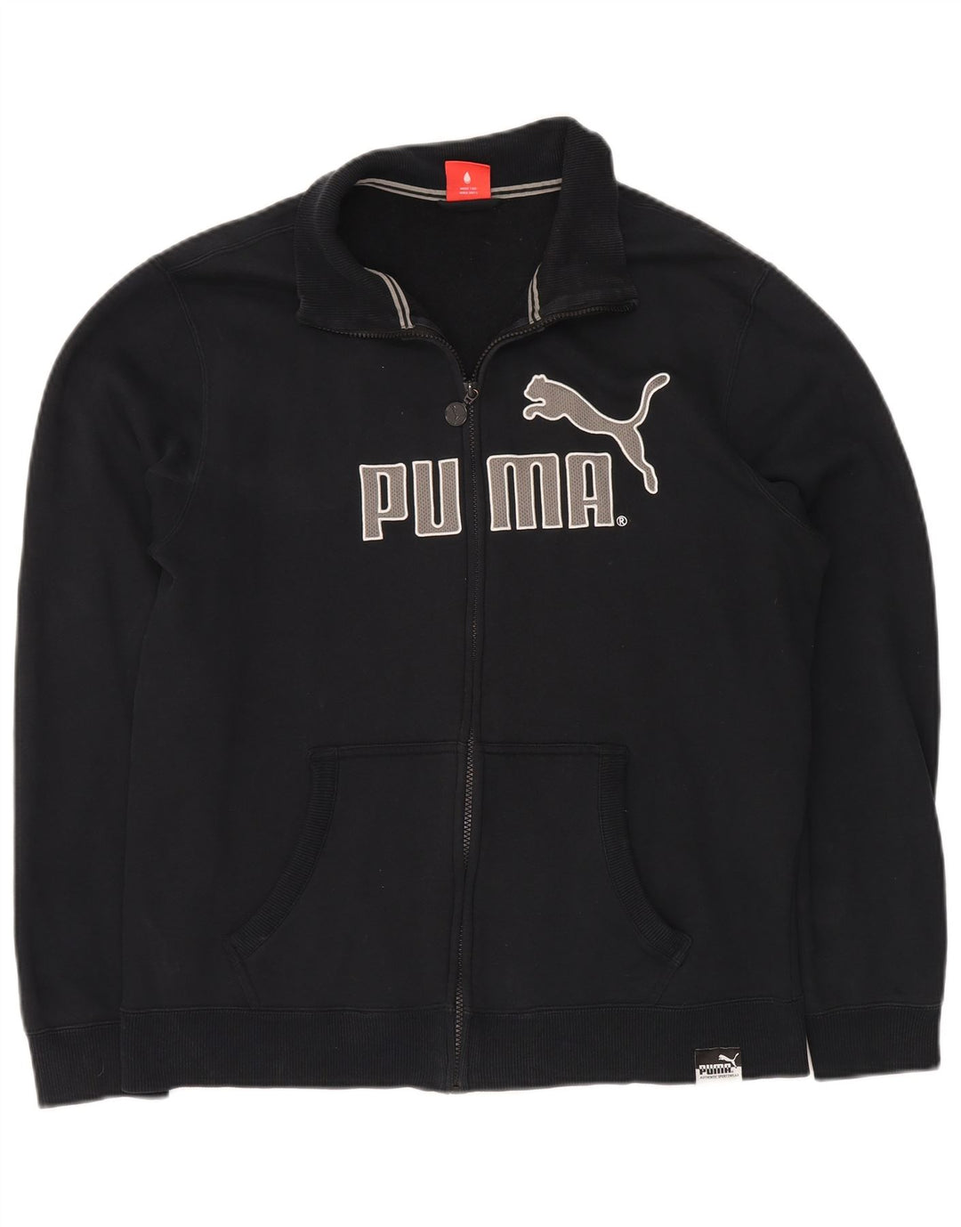 PUMA Chaqueta superior de chándal con gráfico para hombre, talla grande, algodón negro