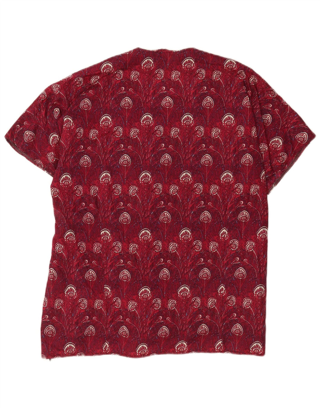 Vintage mujer patrón abstracto blusa top Reino Unido 14 grande borgoña
