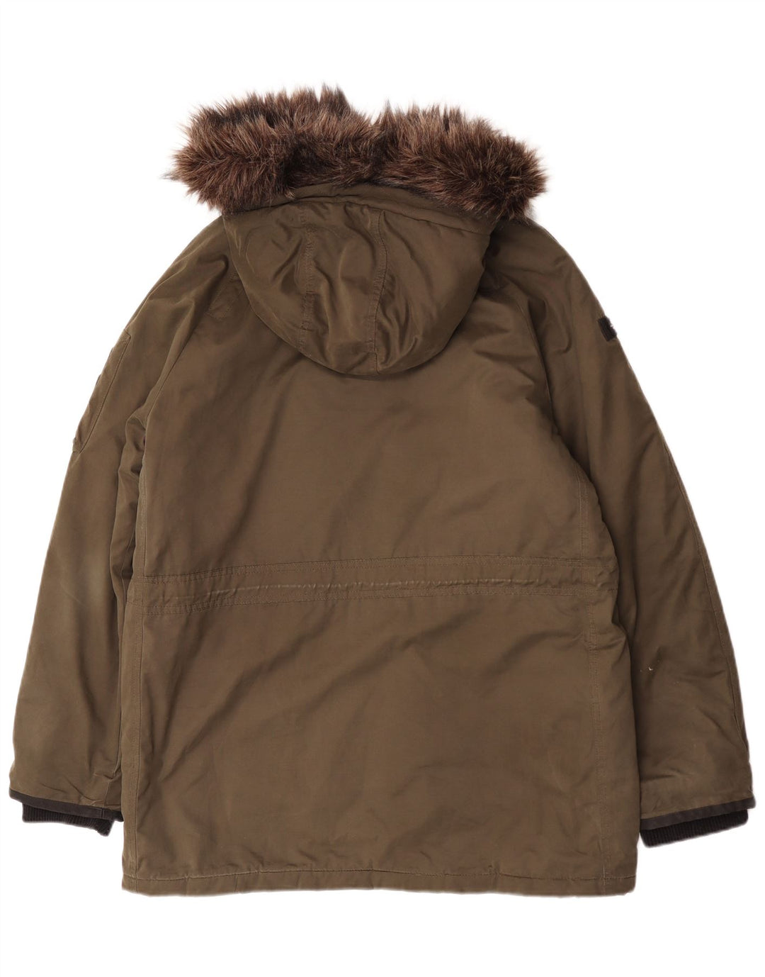 Superdry Parka con capucha para hombre, talla 40, poliéster caqui grande