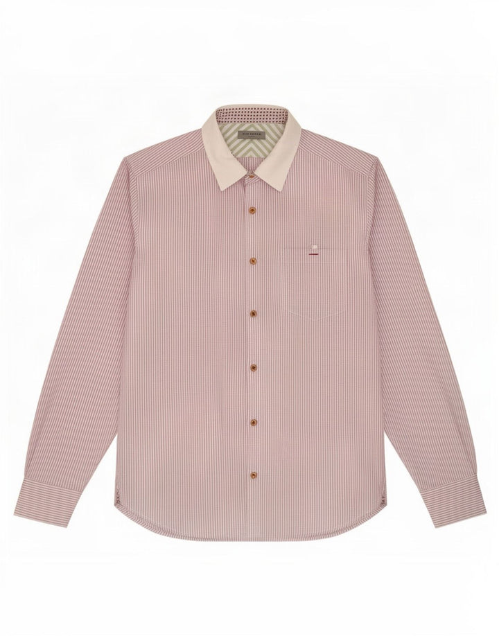 Ted Baker Camisa para hombre Talla 3 Mediana Púrpura Algodón a rayas