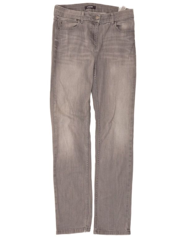 Marks & Spencer Vaqueros Rectos para Mujer Reino Unido 14 Grande W32 L31 Algodón Gris