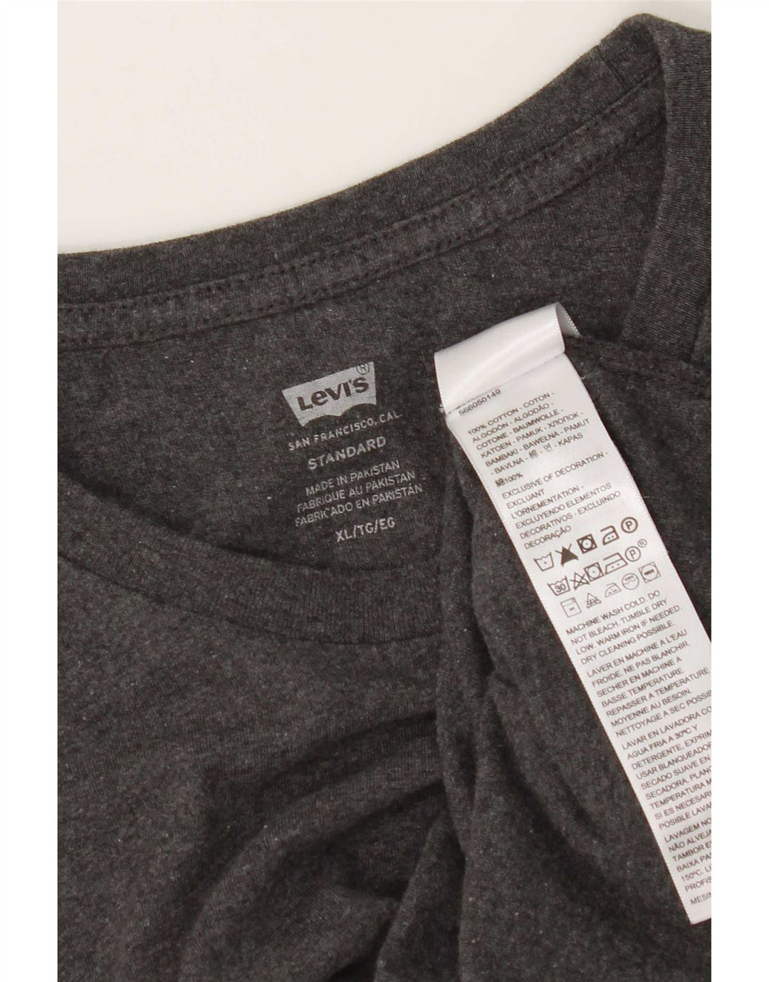 Levi's Camiseta estándar para hombre Top XL Gris Algodón