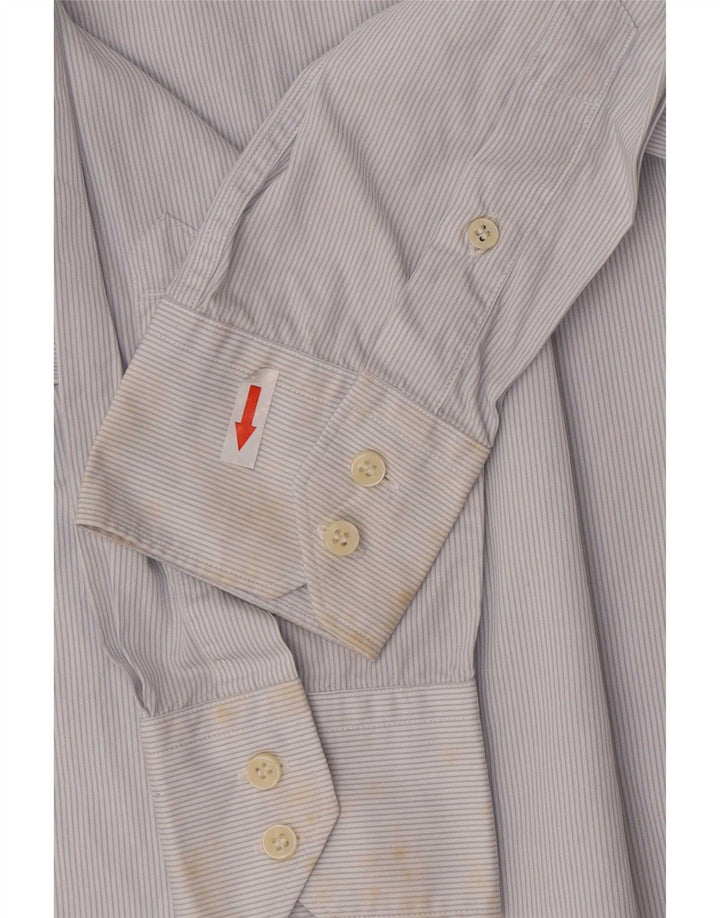 Camisa Massimo Dutti Hombre Casual Fit Algodón Rayas Azul Medio