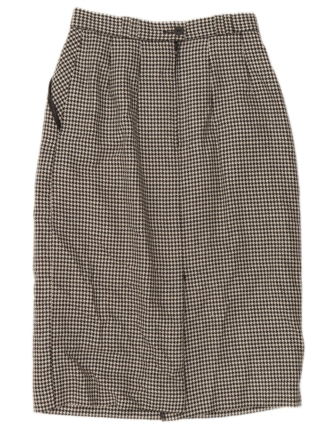 BRENDELLA Womens Pencil Skirt W24 XS Black Houndstooth Wool
