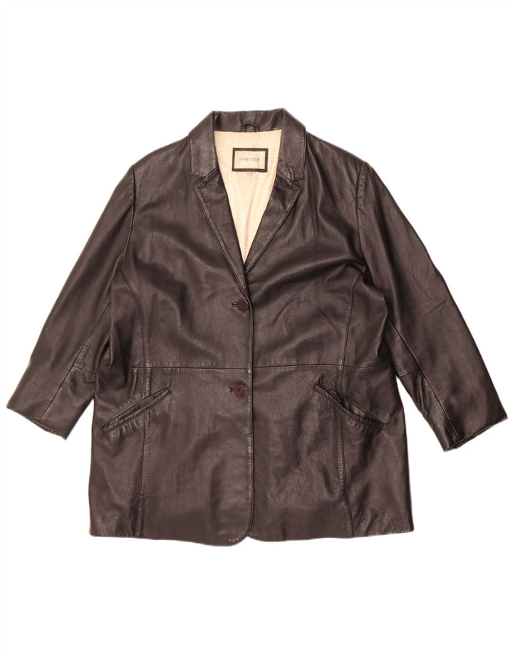 Essence Chaqueta de cuero extragrande para mujer ES 18/20 XL Cuero negro