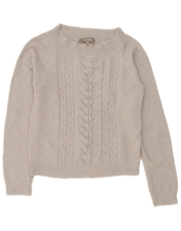 Oasis Suéter Corto con Cuello Barco para Mujer UK 6 XS Acrílico Moteado Gris Gris