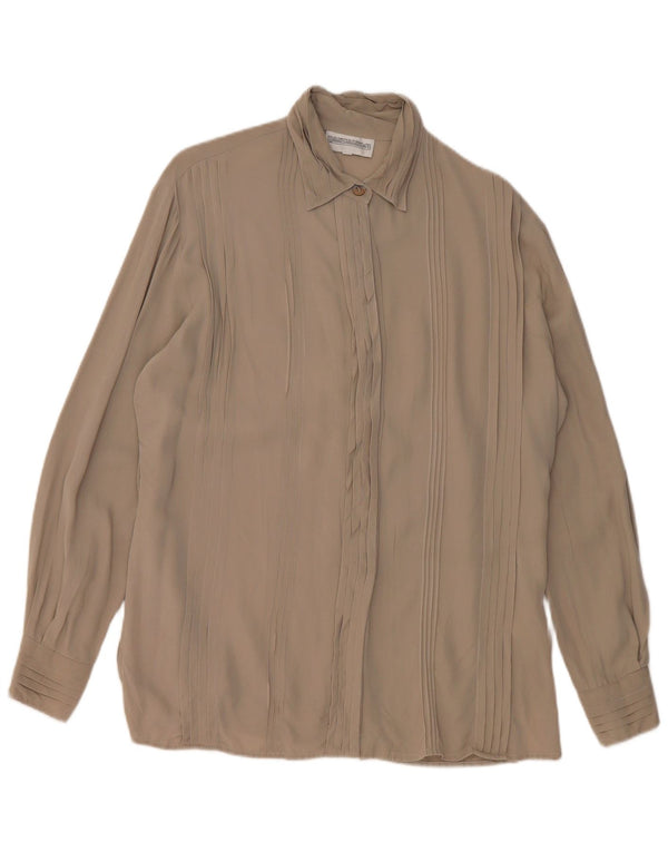 Pancaldi & B Blusa camisera para mujer UK 46 Large Grey Silk