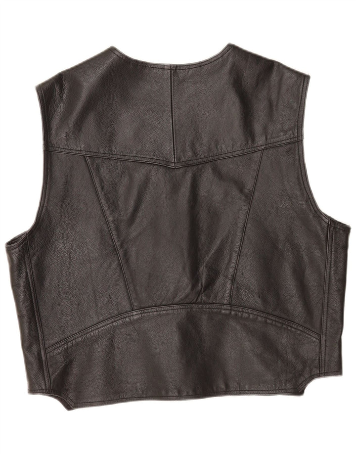 Chaleco de cuero vintage para hombre 2XL cuero negro